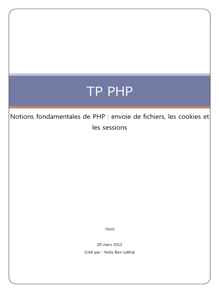 TP PHP : Cookies et Sessions en Pratique | PDF | Cookie (informatique ...