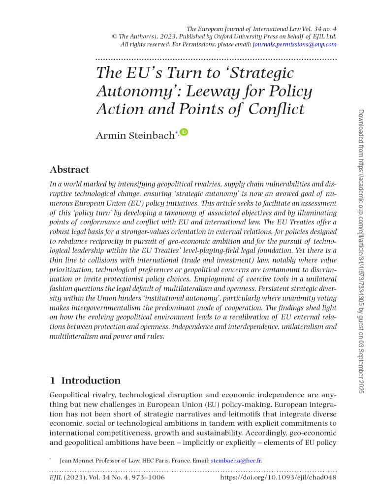 EU Strategic Autonomy and Legal Challenges | PDF | European Union ...