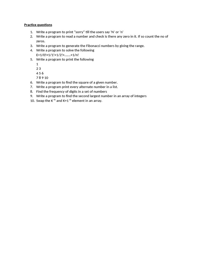 Programming Practice Questions List | PDF
