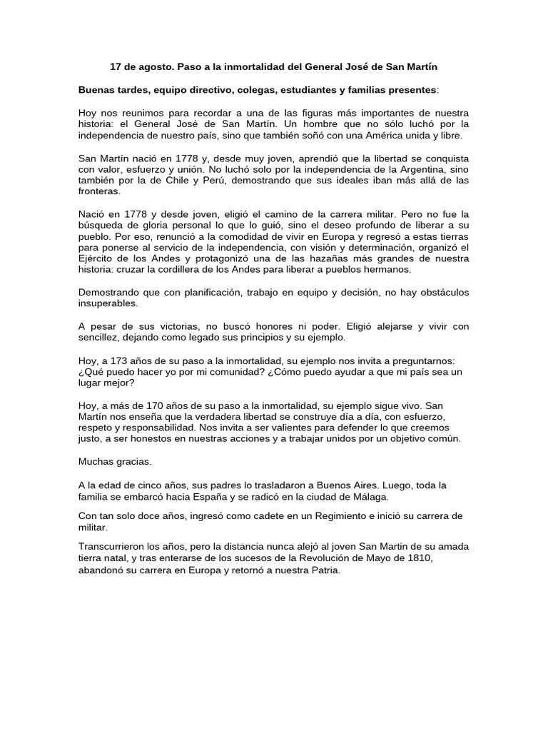 Legado del General San Martín en la Historia | PDF