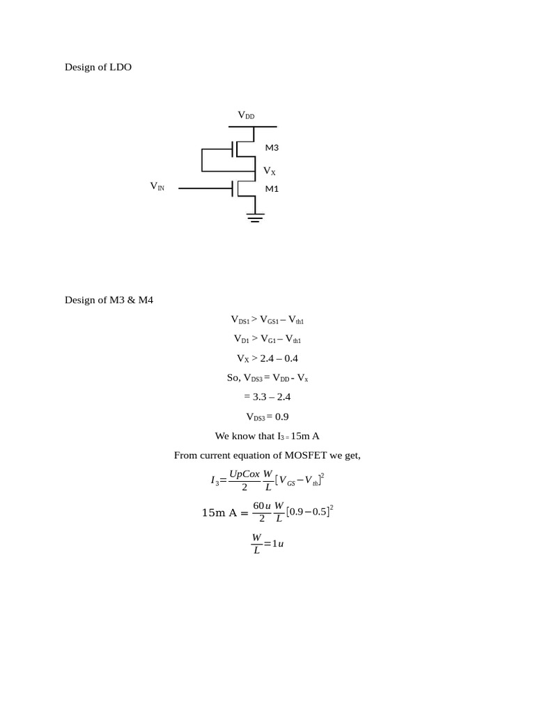 LDO Design and MOSFET Calculations | PDF