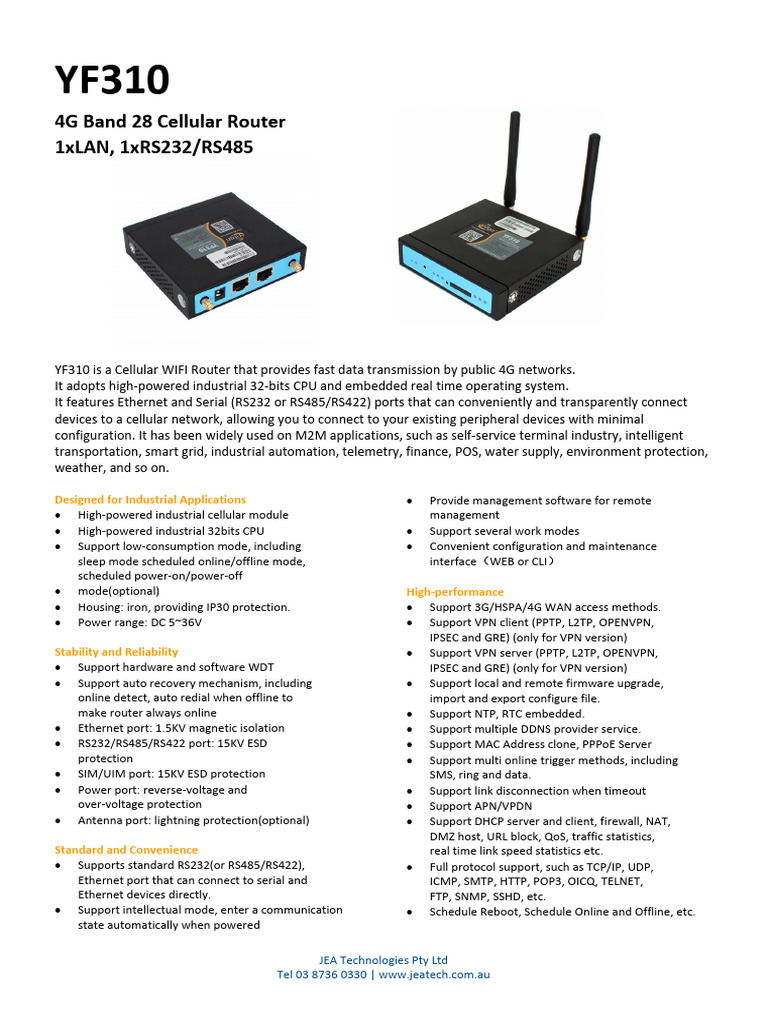 YF310 4G Cellular Router Overview | PDF | Computer Science ...