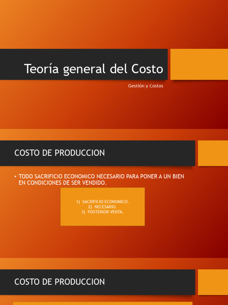 Teoría General del Costo y Clasificación | PDF | Contabilidad | Teoría