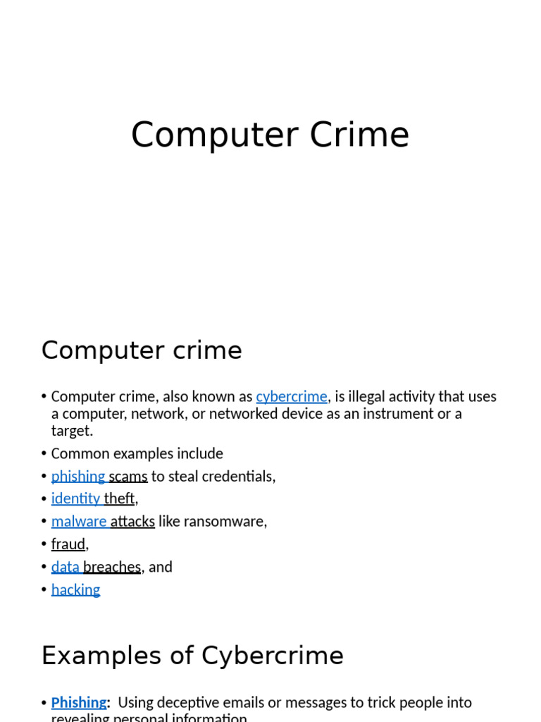 Understanding Computer Crime and Cyber Threats | PDF | Cybercrime ...