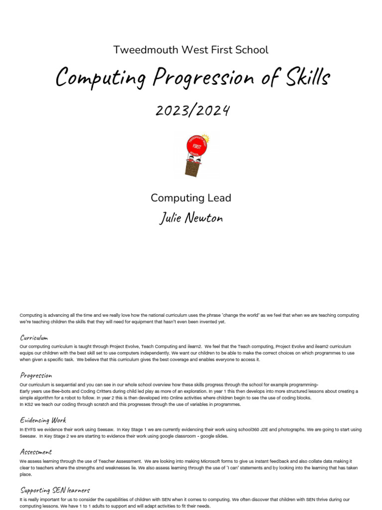 Computing Curriculum Overview 2024 | PDF | Computer File | Computer ...