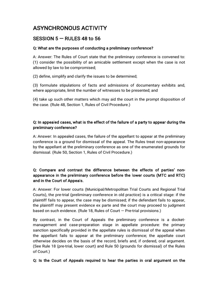 Rules 48-56: Preliminary Conference Insights | PDF | Appeal | Appellate ...