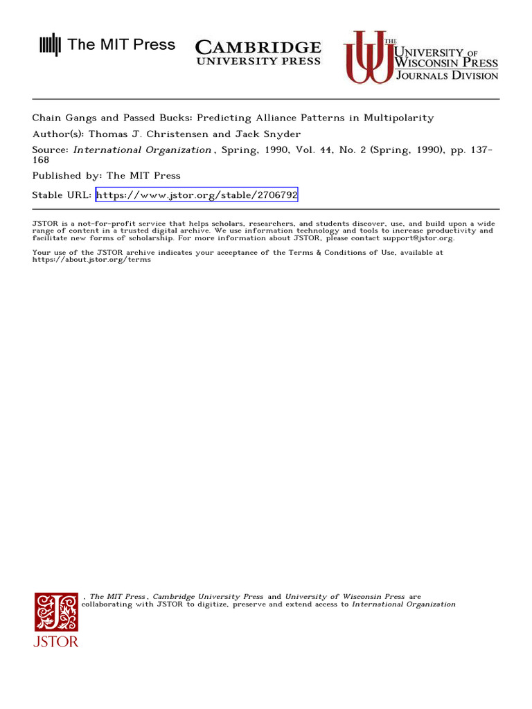 Predicting Alliance Patterns in Multipolarity | PDF | Polarity ...