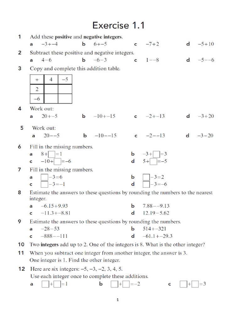 Chapter 1 Integer | PDF