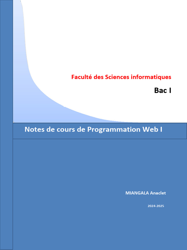 Notes de Programmation Web I 2024-2025 | PDF | Internet | Internet et Web