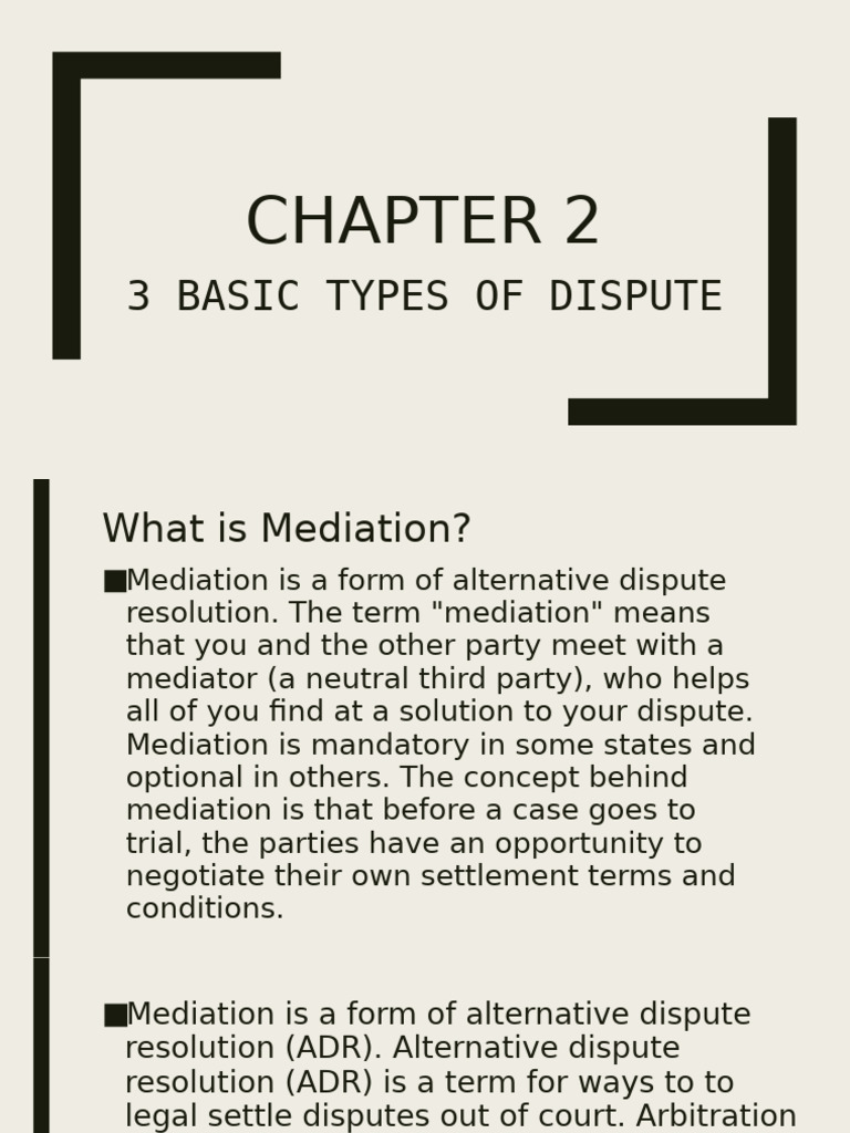 Understanding Mediation in Disputes | PDF | Mediation | Alternative ...