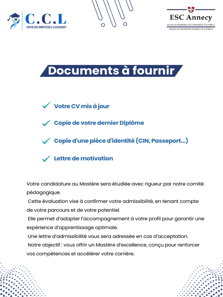 Documents requis pour le Mastère | PDF