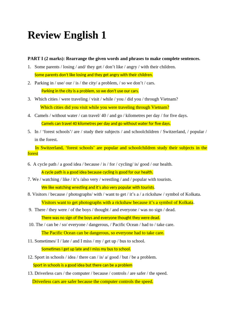 English Sentence Rearrangement Exercises | PDF | Chess Theory | Chess