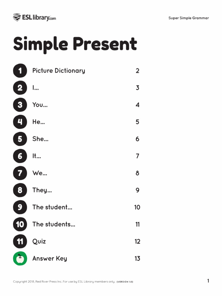 Simple Present - Ellii Formerly ESL Library | PDF