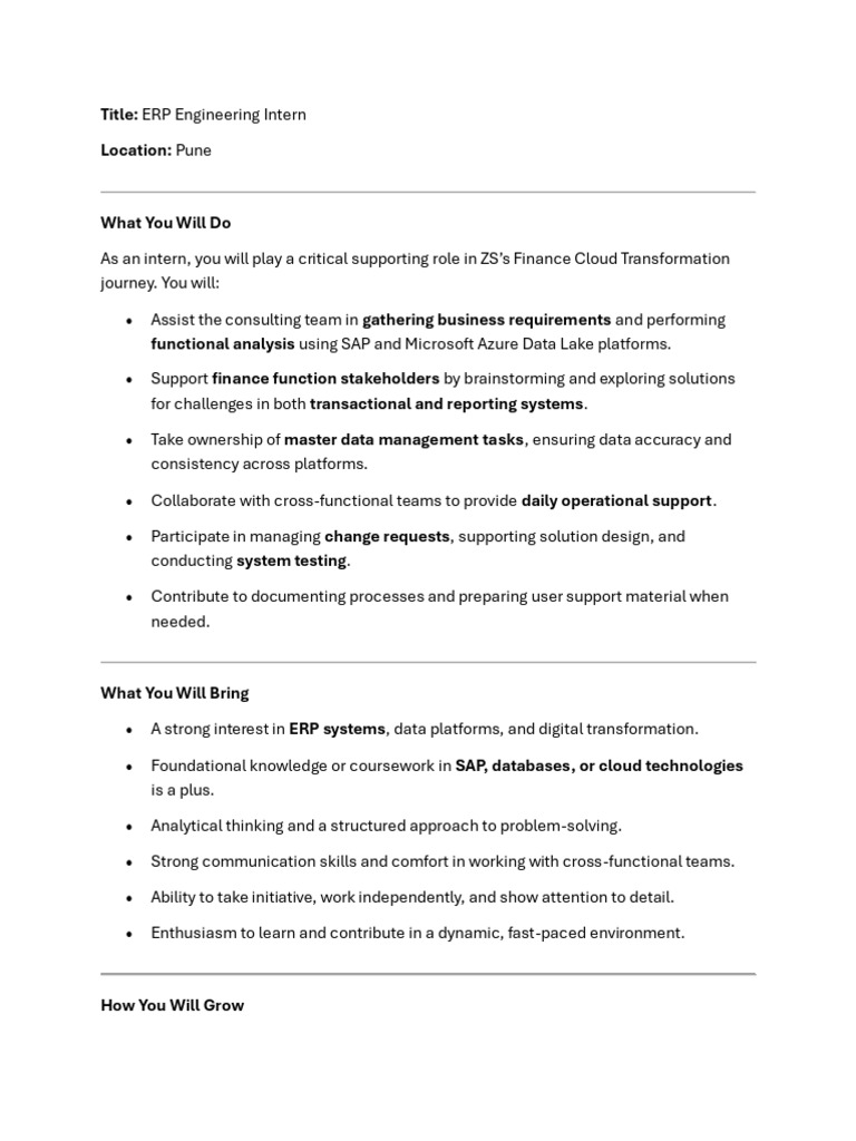 ERP Engineering Intern - JD | PDF