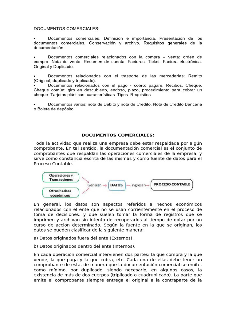 Documentos Comerciales: Tipos y Funciones | PDF | Bancos | Cheque