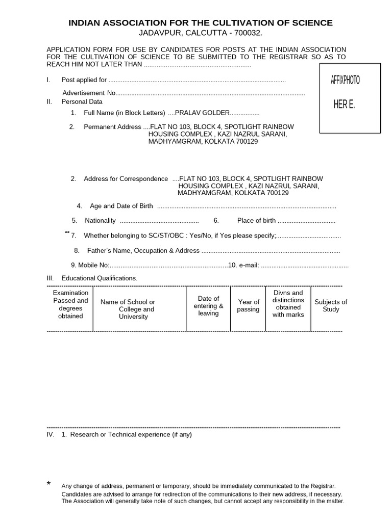 Iacsform v1 | PDF