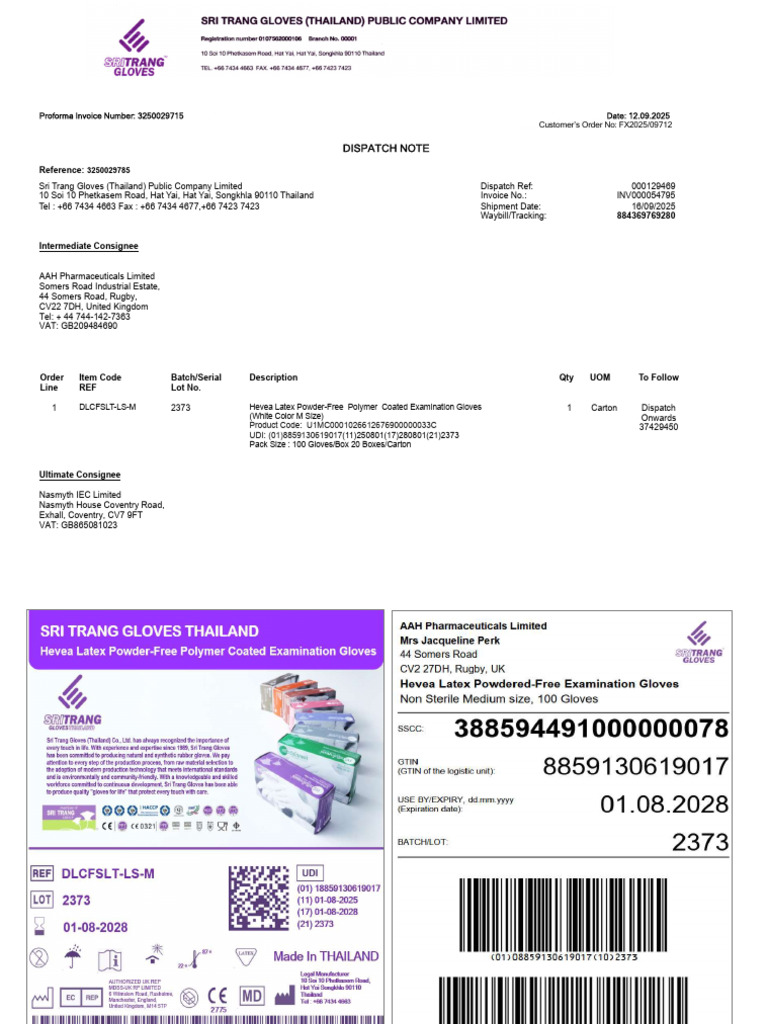 UK1 UDI Dispatch Slip | PDF