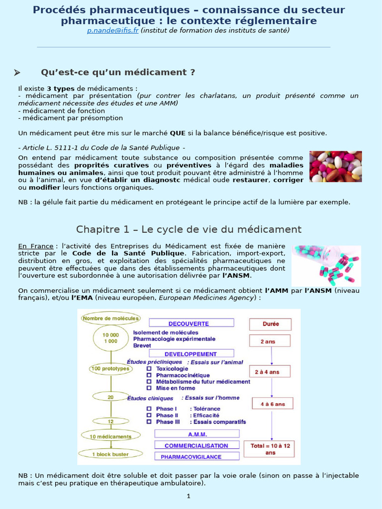 Procédés et réglementation des médicaments | PDF | Audit | Médicament ...