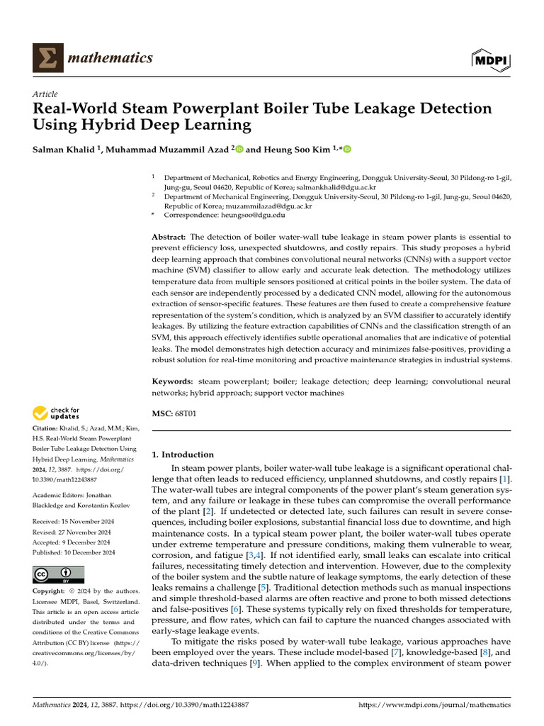 Boiler Tube Leak Detection with Deep Learning | PDF | Support Vector ...