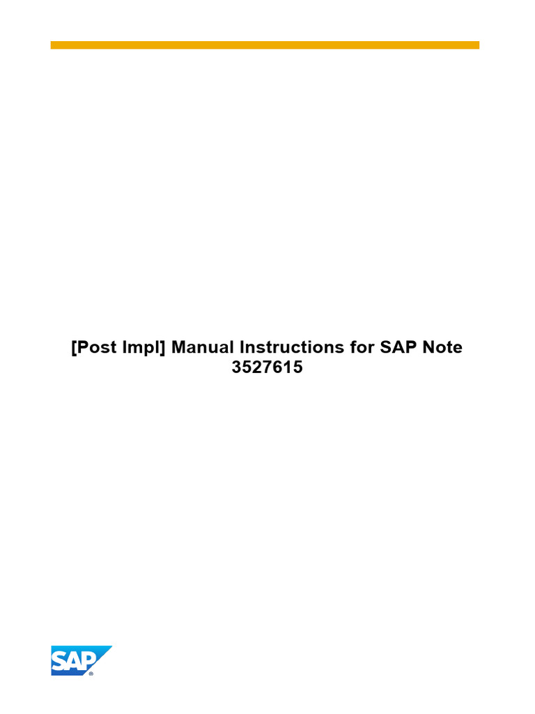SAP Note 3527615 Manual Instructions | PDF