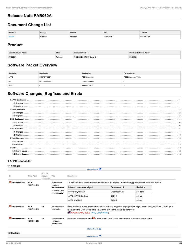 Release Note PAB060A - Rev 260270 | PDF | Power Supply | Parameter ...