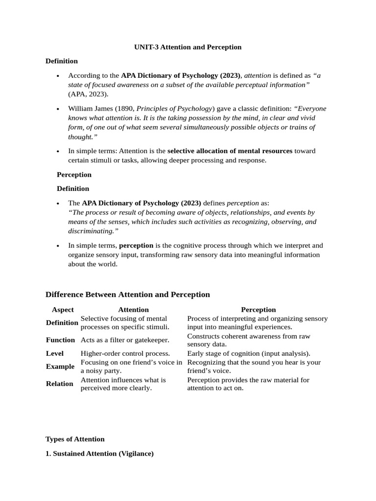 Attention and Perception Explained | PDF | Attention | Perception