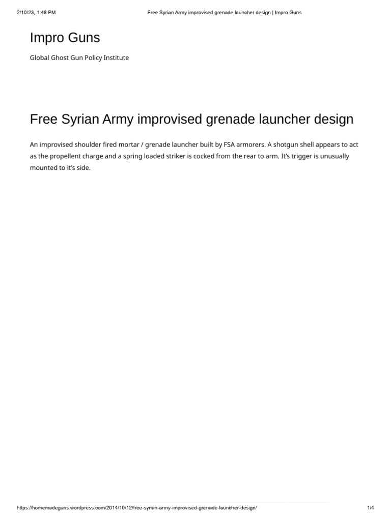 FSA Improvised Grenade Launcher Design | PDF