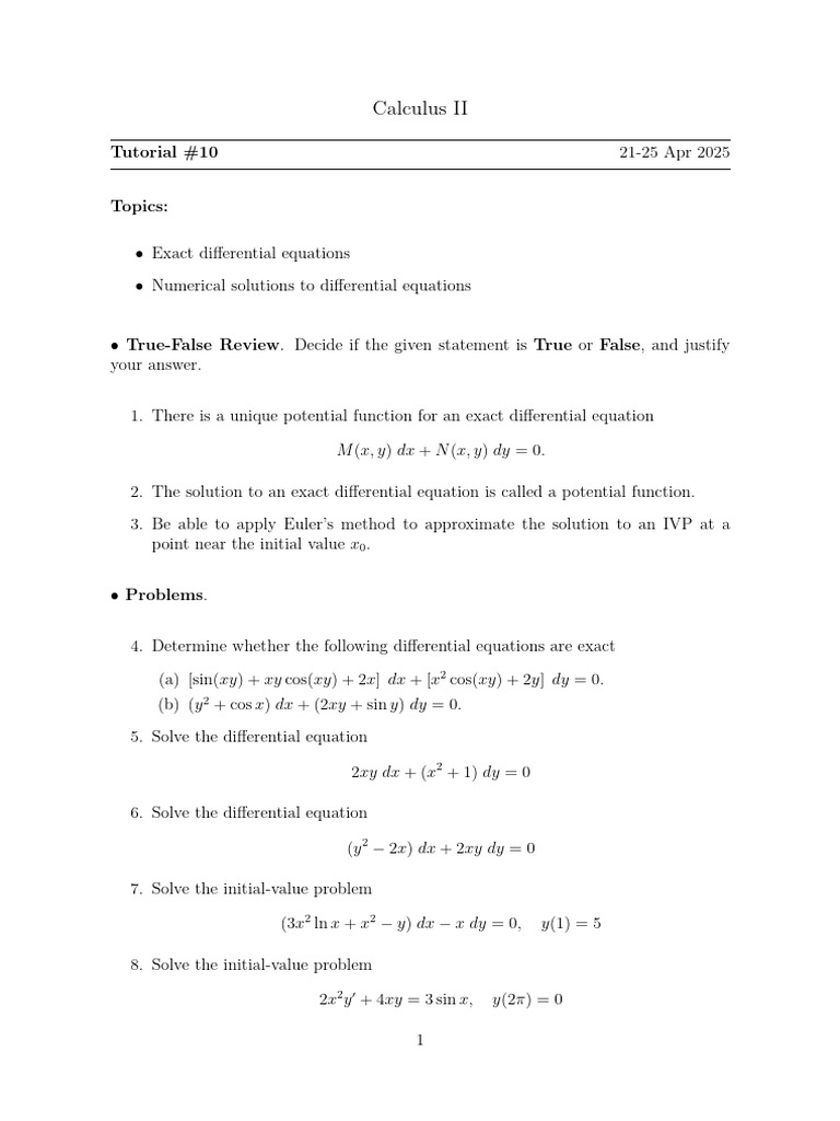 Slope of Curve from Exact Equation | PDF