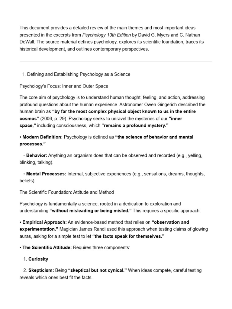 Overview of Psychology's Key Concepts | PDF | Psychology | Cognitive ...