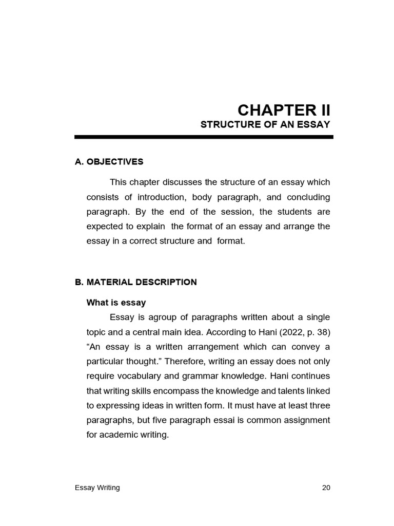 A. Objectives: Structure of An Essay | PDF | Paragraph | Essays