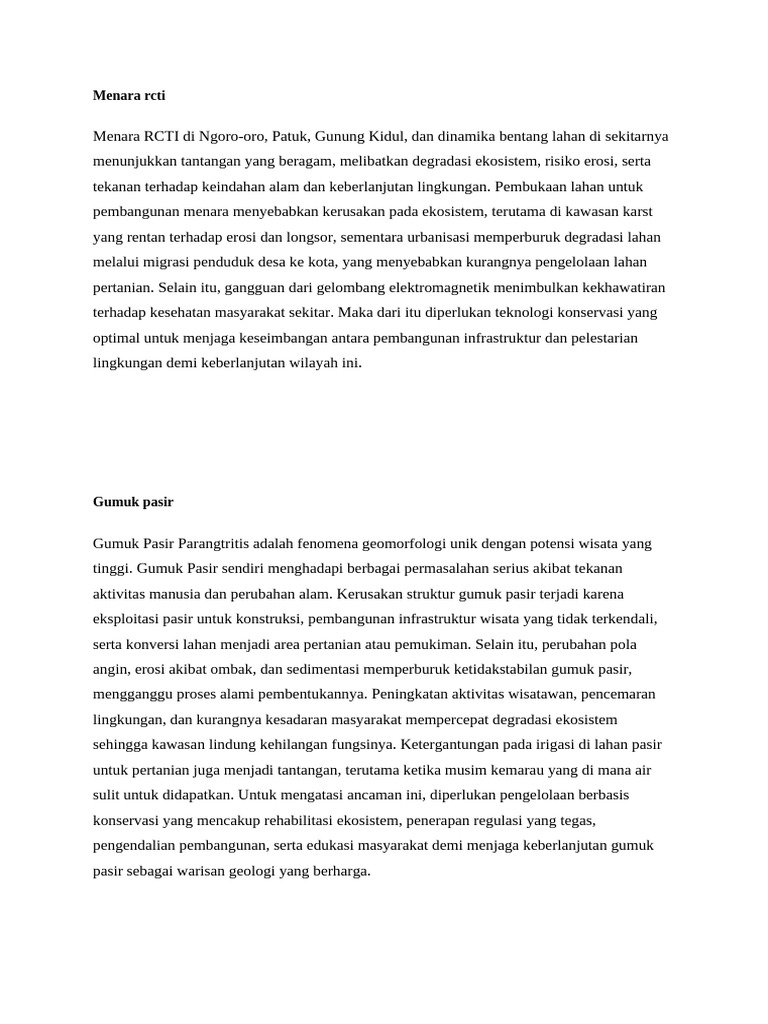 Tantangan Lingkungan Menara RCTI dan Gumuk Pasir | PDF