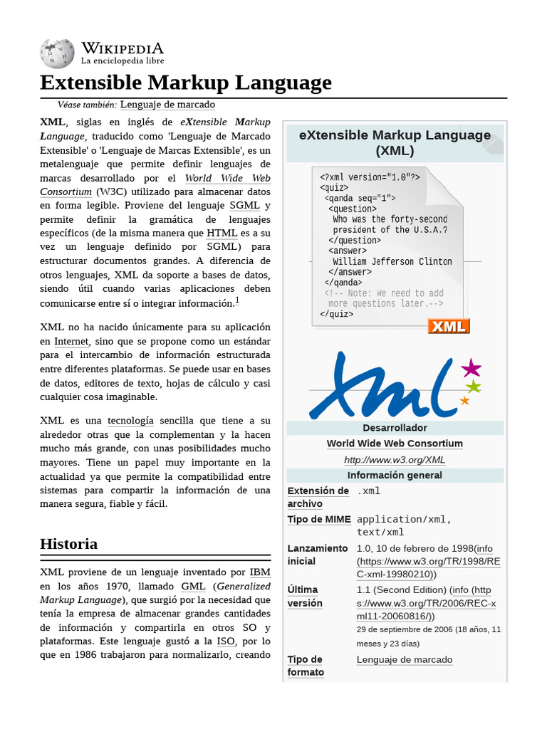 Extensible Markup Language | PDF | Xml | Informática