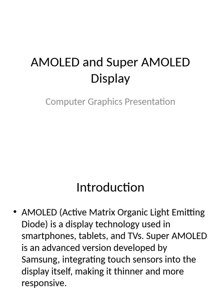 AMOLED vs Super AMOLED Overview | PDF