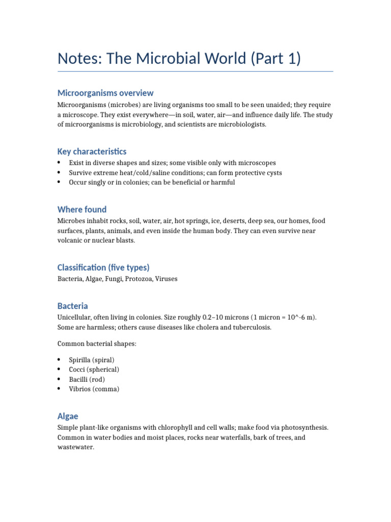 Overview of Microorganisms and Their Types | PDF