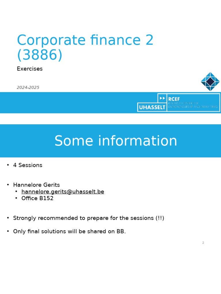 Corporate Finance Exercises 2024-2025 | PDF | Cost Of Capital | Capital ...