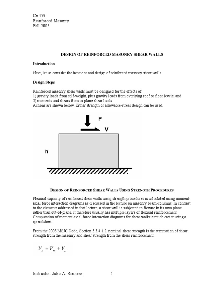 Design of Reinforced Masonry Shear Walls | PDF | Strength Of Materials ...