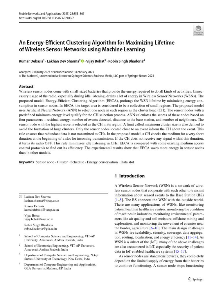 Energy-Efficient Clustering for WSNs | PDF | Wireless Sensor Network ...