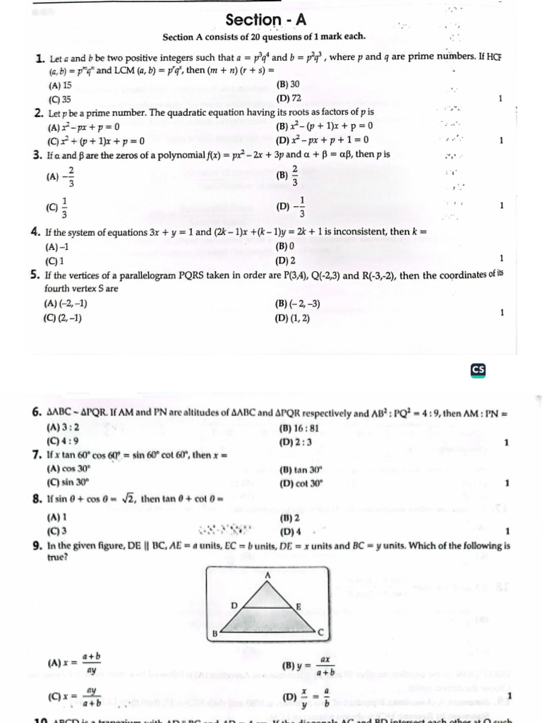 Sample Paper A | PDF