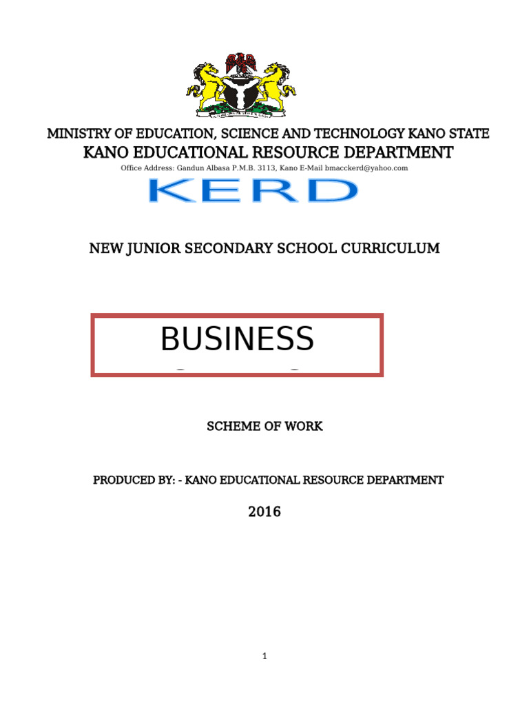 Business Studies Scheme of Work - 063217 | PDF