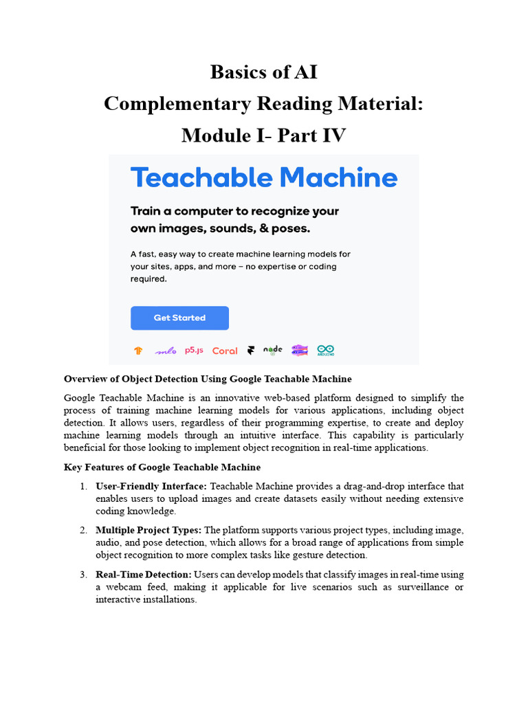 Object Detection with Teachable Machine | PDF | Usability | Computer ...