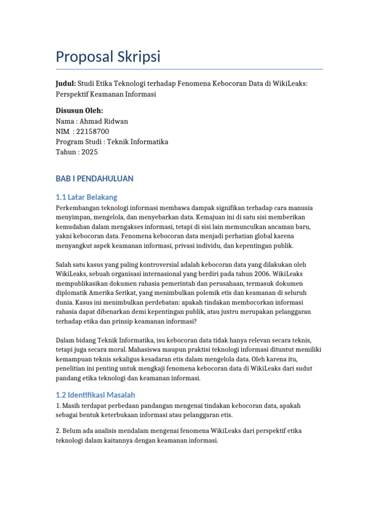 Etika Kebocoran Data WikiLeaks dan Keamanan | PDF