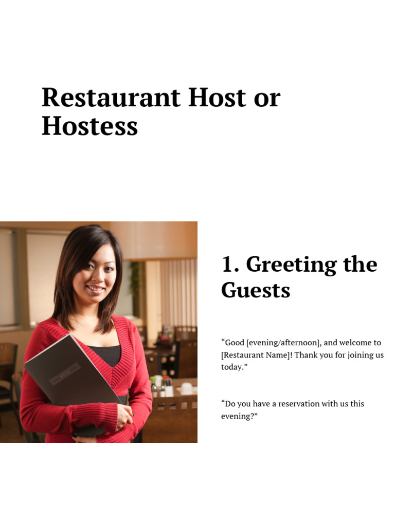 Restaurant Hostess Expressions | PDF
