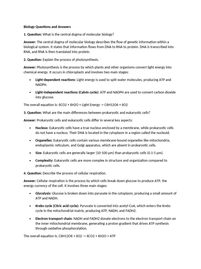 Key Biology Concepts Explained | PDF | Cell (Biology) | Biology