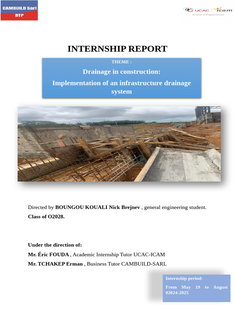 Internship Report on Drainage Systems | PDF | Drainage | Storm Drain
