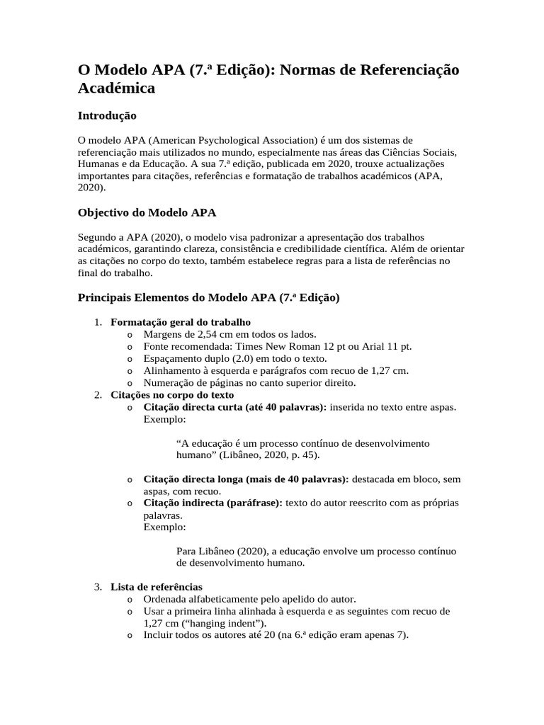 O Modelo APA | PDF | Citação