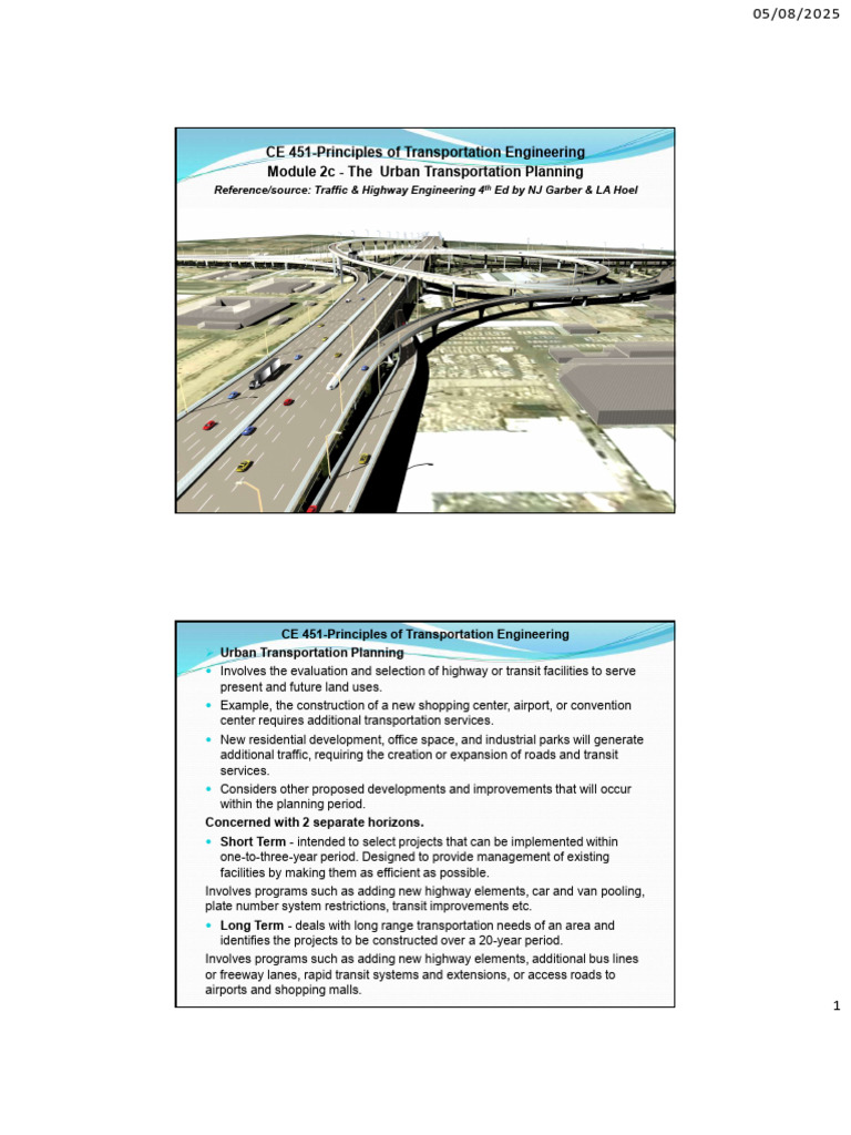 M3 CE 451 The Urban Transportation Planning | PDF | Environmental ...