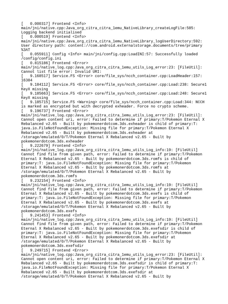 Pokémon Eternal X Citra Errors Log | PDF | Software | Computer Engineering