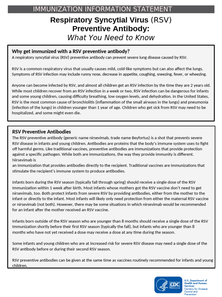 RSV Preventive Antibody: Key Immunization Info | PDF | Clinical ...