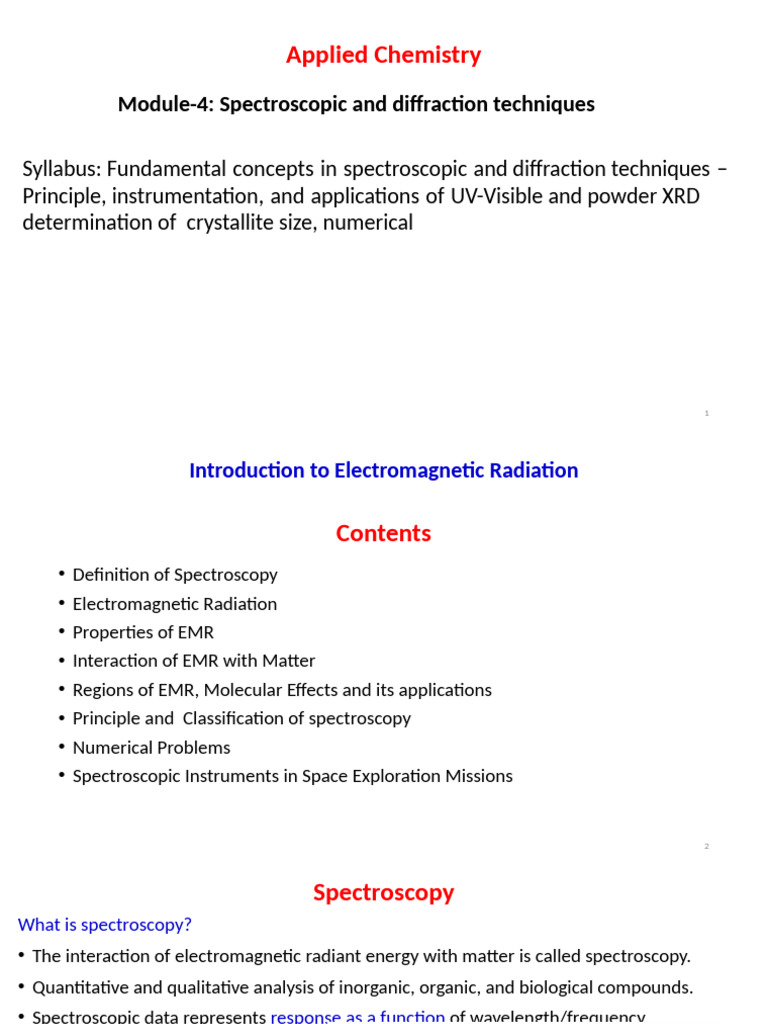 Spectroscopy Techniques and Applications | PDF | Electromagnetic ...