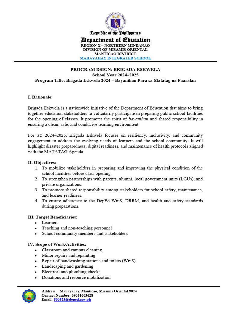 Brigada Eskwela 2024 Program Overview | PDF